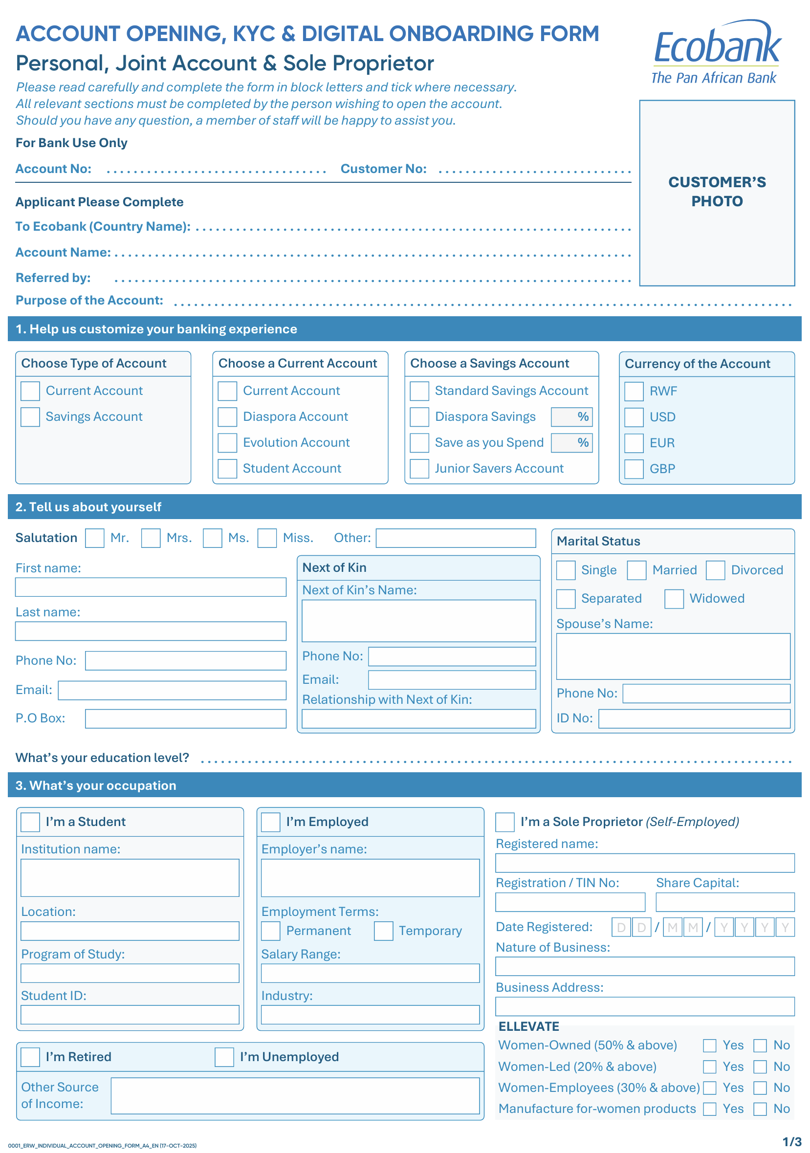 ZERO-FRICTION ACCOUNT OPENING: SHORTENING OF ACCOUNT OPENING FORMS