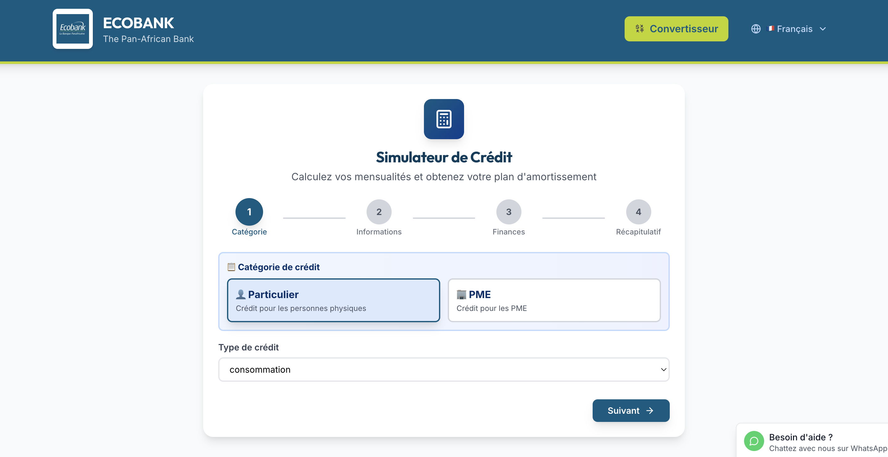 Ecobank Digital Credit Simulator - AI-Powered Loan Self-Service Tool